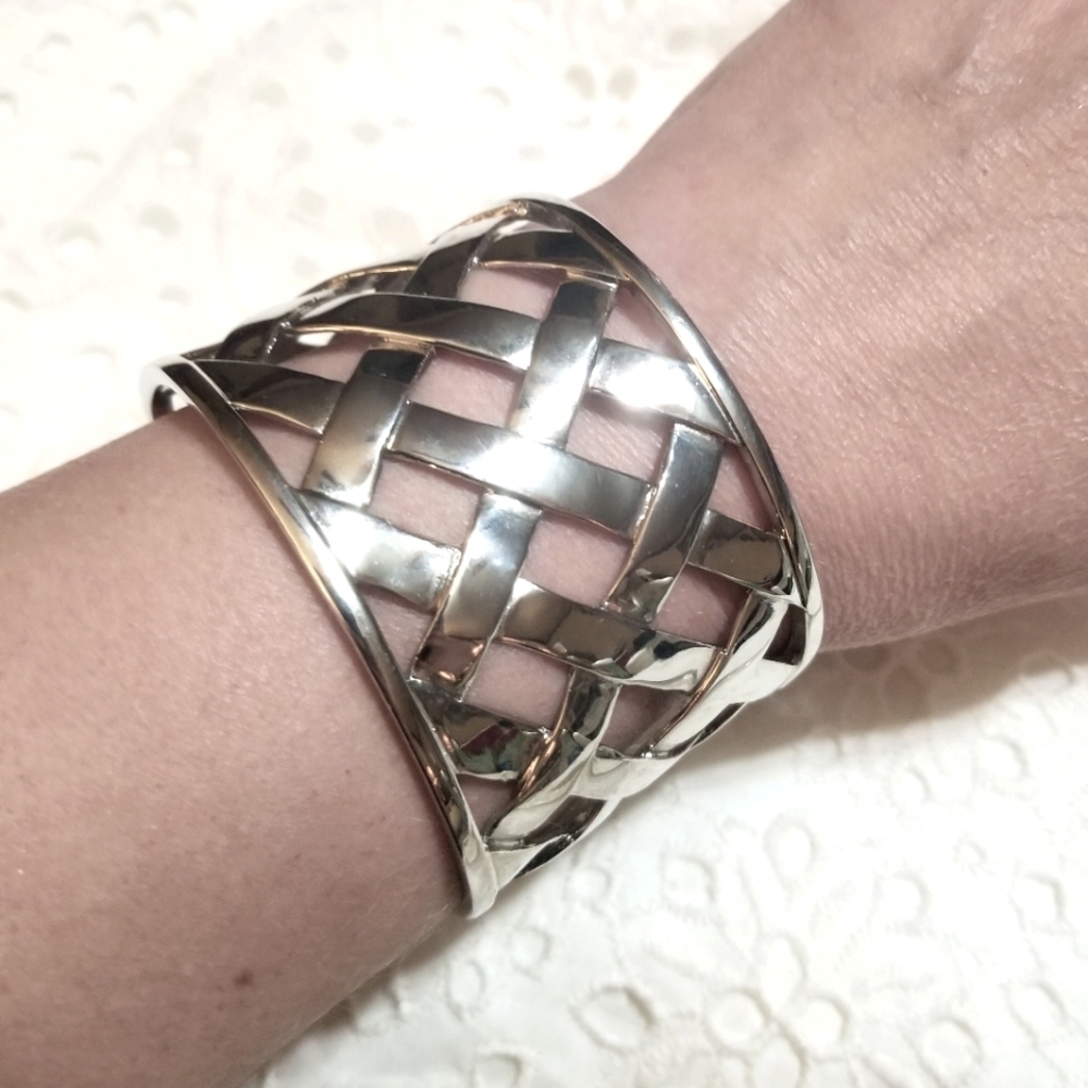 Vtg Kjl Kenneth Jay Lane Basket Weave Cuff Bangle… - image 6